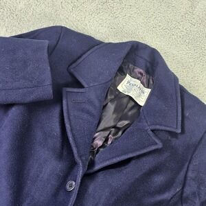Vintage Pendleton Coat Womens 38 Blue Wool Overcoat Made USA Single Breasted